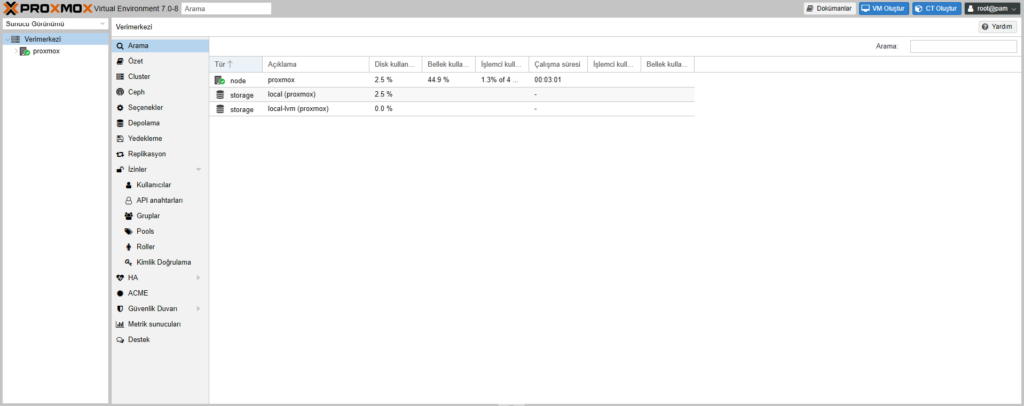 Proxmox 7 Virtual Environment Kurulumu