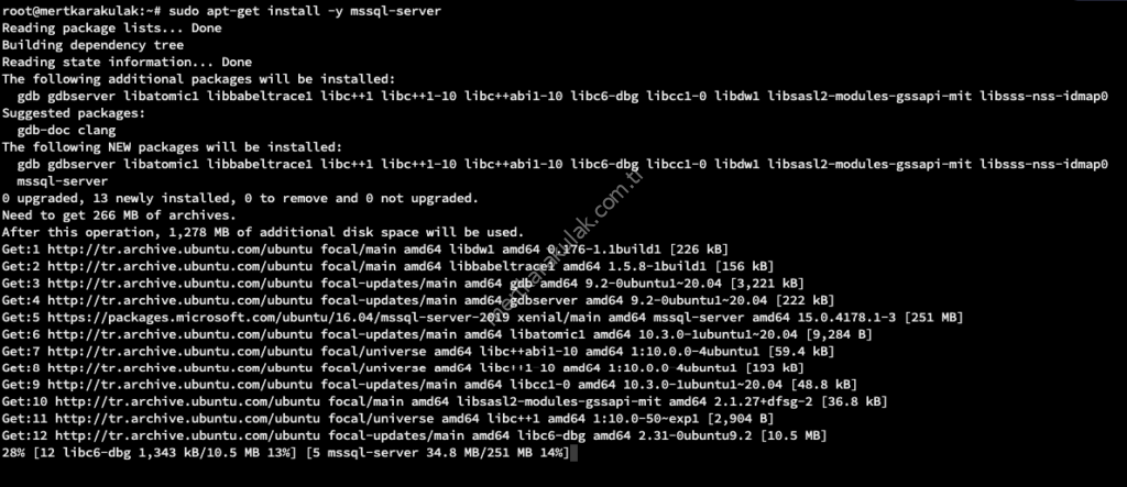 Ubuntu 20 üzerine SQL Server Kurulumu