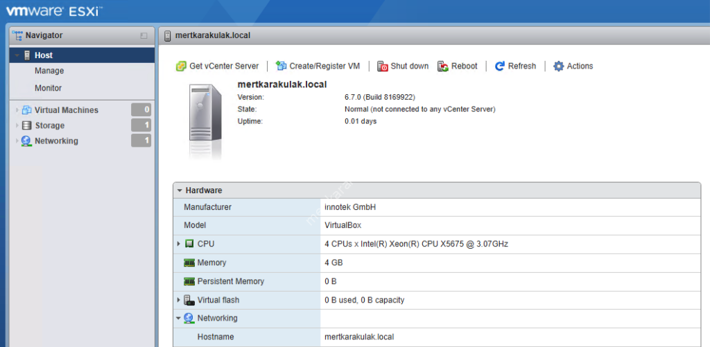 VMware vSphere ESXi 6.7 Kurulumu ve Yapılandırması